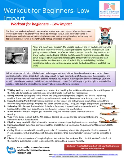 Workout for beginners – Low impact Starting a new