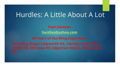 Hurdles: A Little About A Lot Paul Johnson