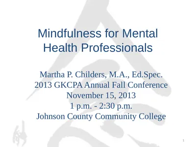 Mindfulness for Mental Health Professionals Martha