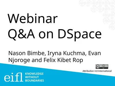 Webinar Q&A on DSpace Nason Bimbe, Iryna Kuchma,