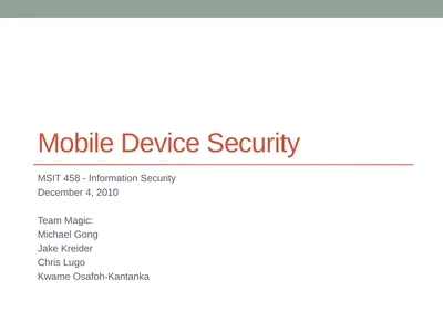 Mobile Device Security MSIT 458 - Information