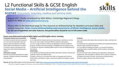 L2 Functional Skills & GCSE English Social Media –