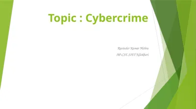 Topic : Cybercrime Ravinder Kumar Mehra AP-CSE