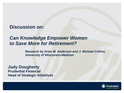 Discussion on: Can Knowledge Empower Women to Save