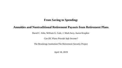 From Saving to Spending: Annuities and