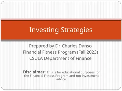Prepared by Dr. Charles Danso Financial Fitness