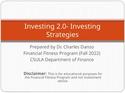 Prepared by Dr. Charles Danso Financial Fitness