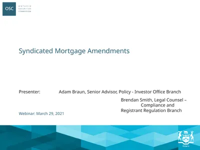 Syndicated Mortgage Amendments Webinar: March 29,