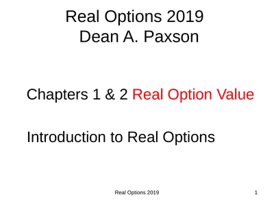 Real Options 2019 1 Real Options 2019 Dean A.