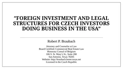 “Foreign Investment and Legal Structures for Czech