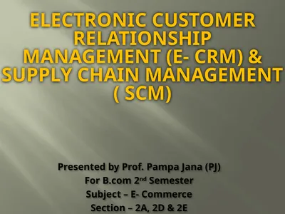 ELECTRONIC CUSTOMER RELATIONSHIP MANAGEMENT (E-