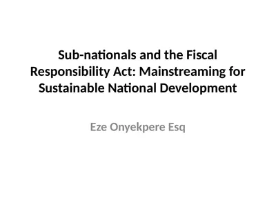 Sub-nationals and the Fiscal Responsibility Act: