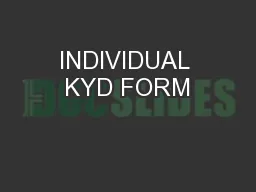 INDIVIDUAL KYD FORM
