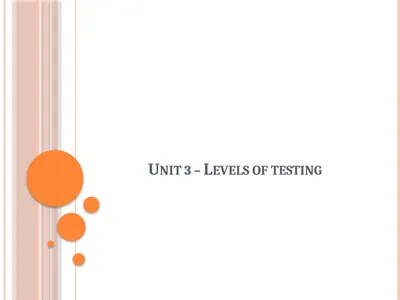 Unit 3 – Levels of testing The need for levers