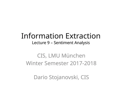 Information Extraction Lecture 9 – Sentiment