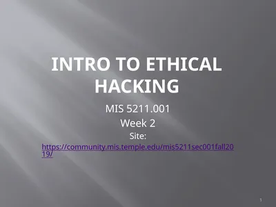 Intro to Ethical Hacking MIS 5211.001 Week 2 Site: