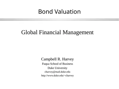 Bond Valuation Global Financial Management
