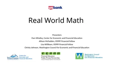 Real World Math Presenters Pam Whalley, Center for