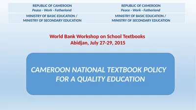 World Bank Workshop on School Textbooks Abidjan,