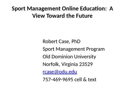 Sport Management Online Education: A View Toward