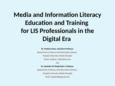Media and Information Literacy Education and