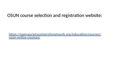 OSUN course selection and registration website: