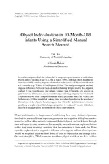 Object Individuation in 10-Month-OldInfants Using a Simplified ManualU