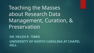 Teaching the Masses about Research Data