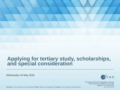 Applying for tertiary study, scholarships, and