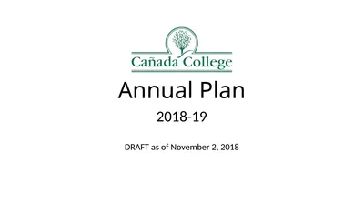 Annual Plan 2018-19 DRAFT as of November 2, 2018