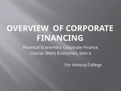 Overview of Corporate Financing Financial