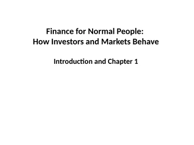 Finance for Normal People: How Investors and