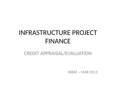 INFRASTRUCTURE PROJECT FINANCE CREDIT