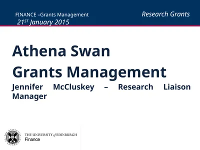 Athena Swan Grants Management Jennifer McCluskey –