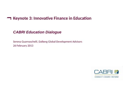 Keynote 3: Innovative Finance in Education CABRI