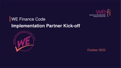 WE Finance Code Implementation Partner Kick-off