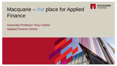 Associate Professor Tony Carlton Applied Finance