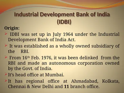 Industrial Development Bank of India (IDBI)