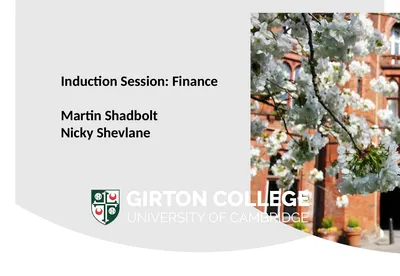 Induction Session: Finance Martin Shadbolt Nicky