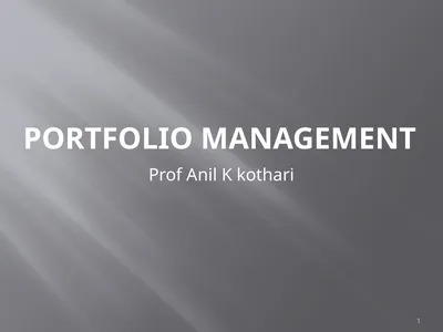 Portfolio Management Prof Anil K kothari 1