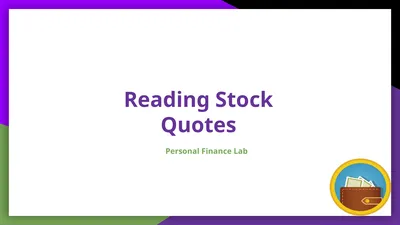 Reading Stock Quotes Personal Finance Lab Stock