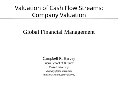 Valuation of Cash Flow Streams: Company Valuation