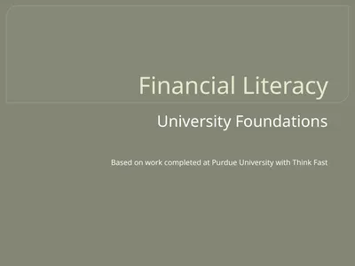 Financial Literacy University Foundations Based on