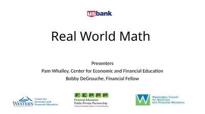 Real World Math Presenters Pam Whalley, Center for