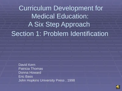Curriculum Development for Medical Education: A