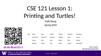 Lesson 1 - Spring 2024 1 CSE 121 Lesson 1: