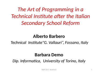 The Art of Programming in a Technical Institute