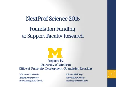 NextProf Science 2016 Foundation Funding to