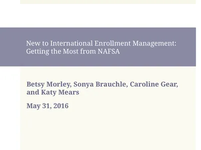 New to International Enrollment Management: