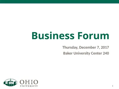 Business Forum Thursday, December 7, 2017 Baker